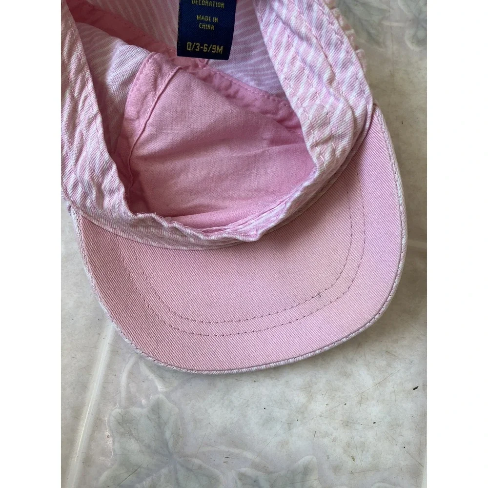 Classic Pink Stripe Vtg Embroidered OSHKOSH B'GOSH 0-9 mth Elastic Baseball‎ Cap